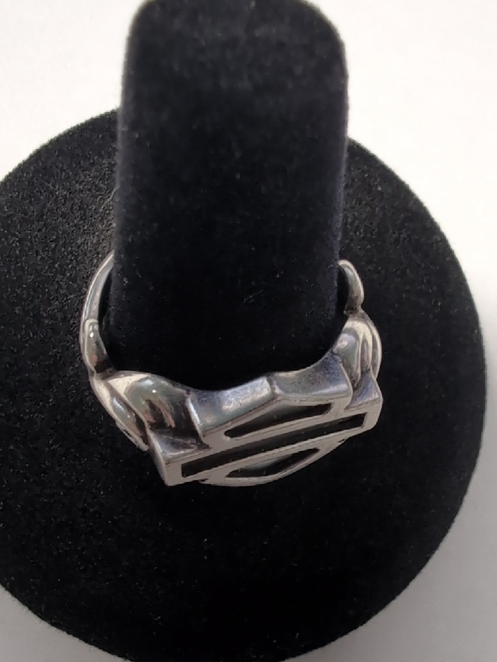 Harley Davidson Sterling Shield Ring W/ Mother Of Pearl Shell Inlay - Picture 9 of 12